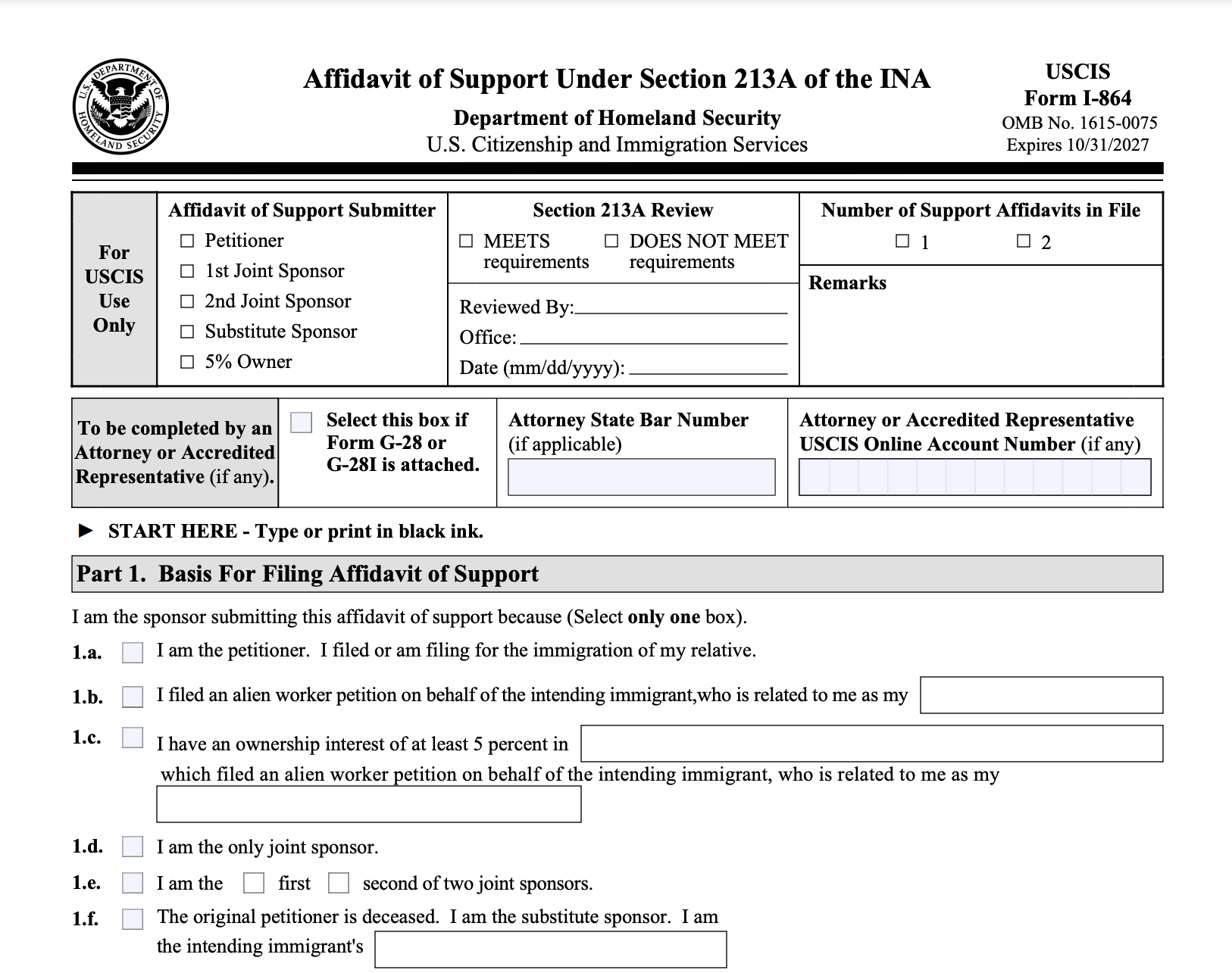 USCIS Form I 864 Affidavit Of Support MotaWord
