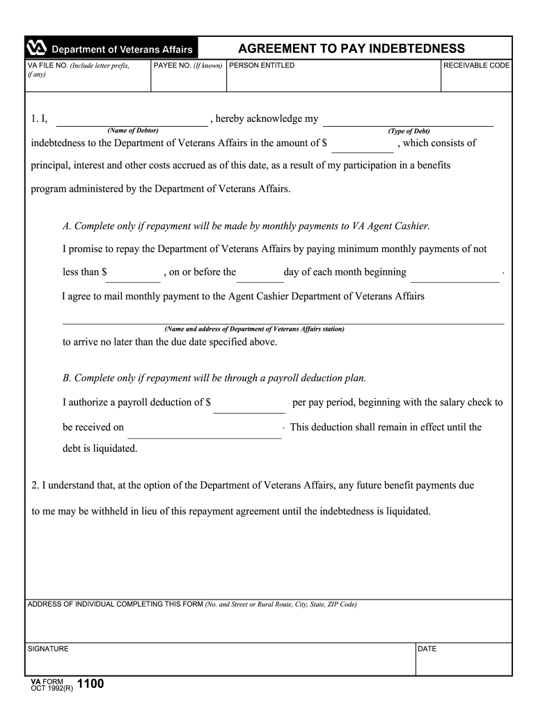 VA 1100 Form Fill Online Printable Fillable Blank PdfFiller