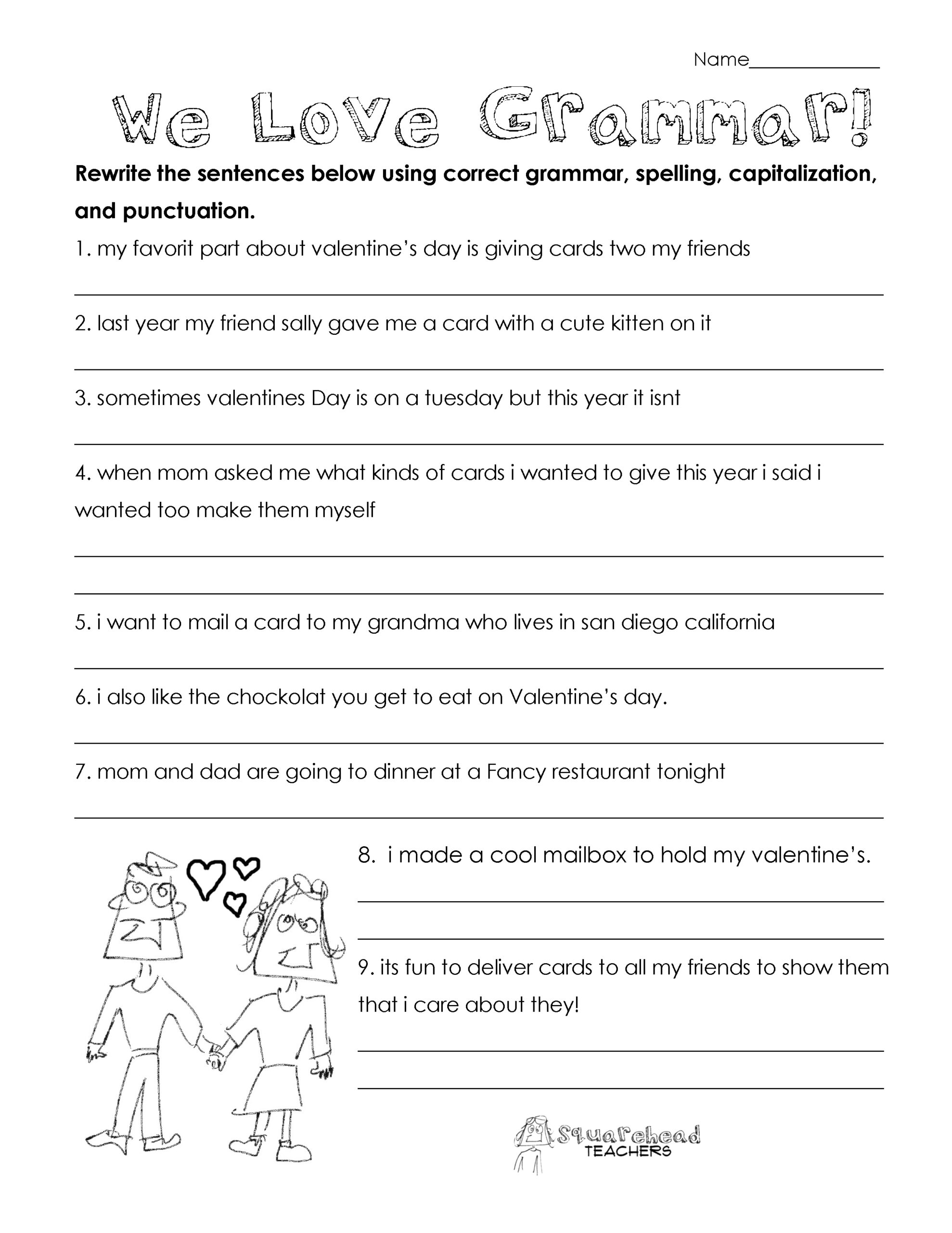Free Teacher Printable Worksheets For Grammar