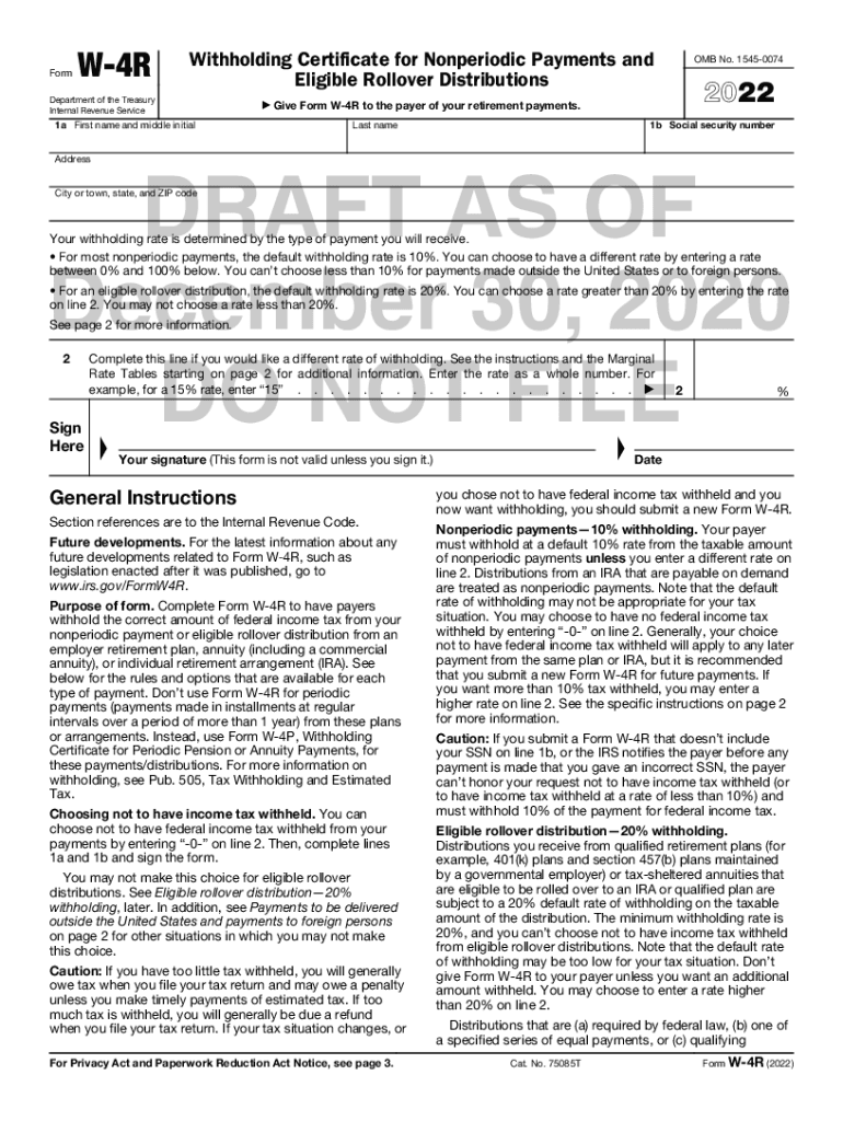 Irs Form W-4r Fillable