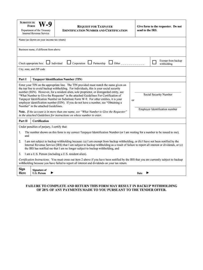 W9 Form 2023 Printable Online