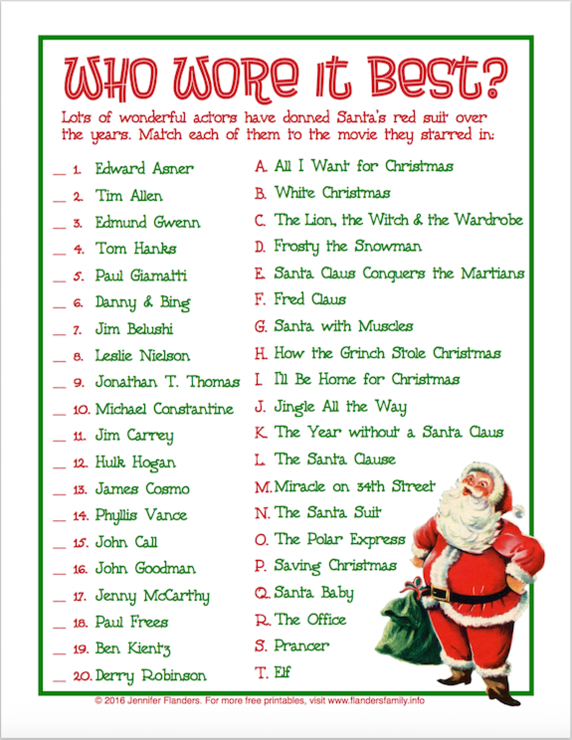 Who Wore It Best Christmas Party Game Flanders Family Home Life