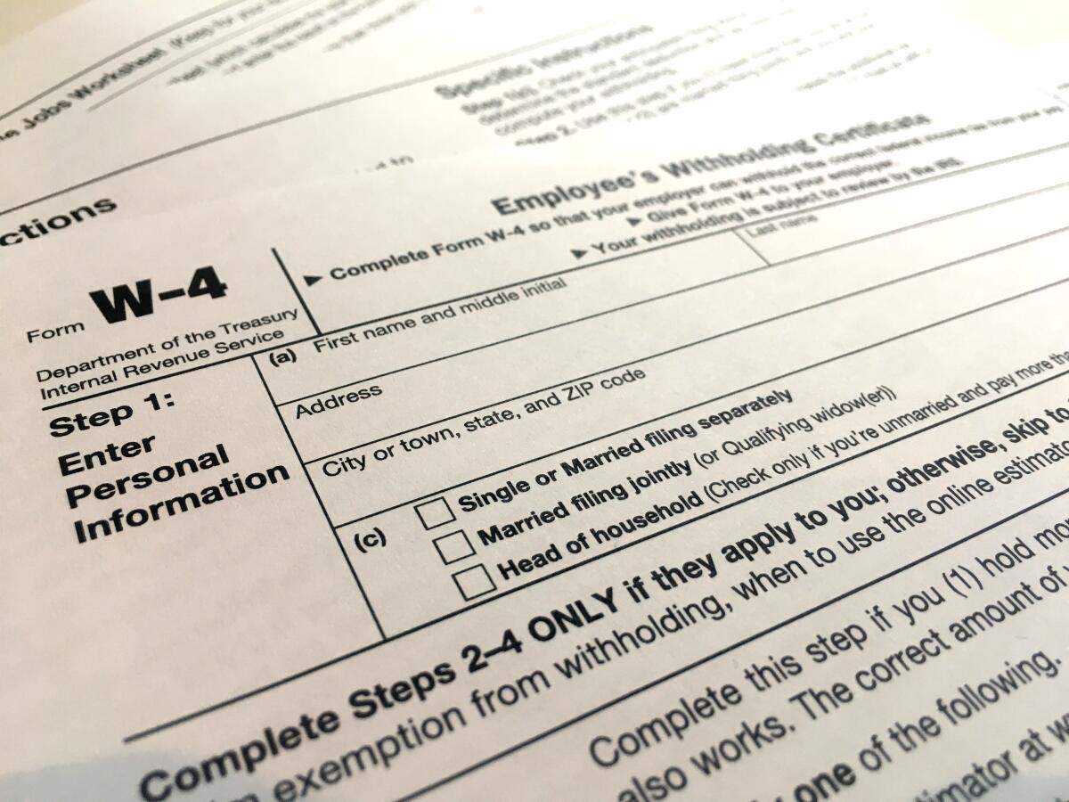 Why You Should Care About The New W 4 Tax Form Los Angeles Times
