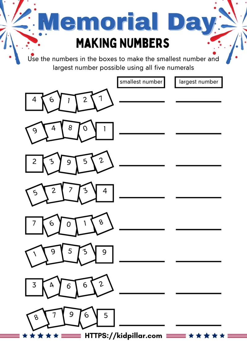 Memorial Day Worksheets Free Printable