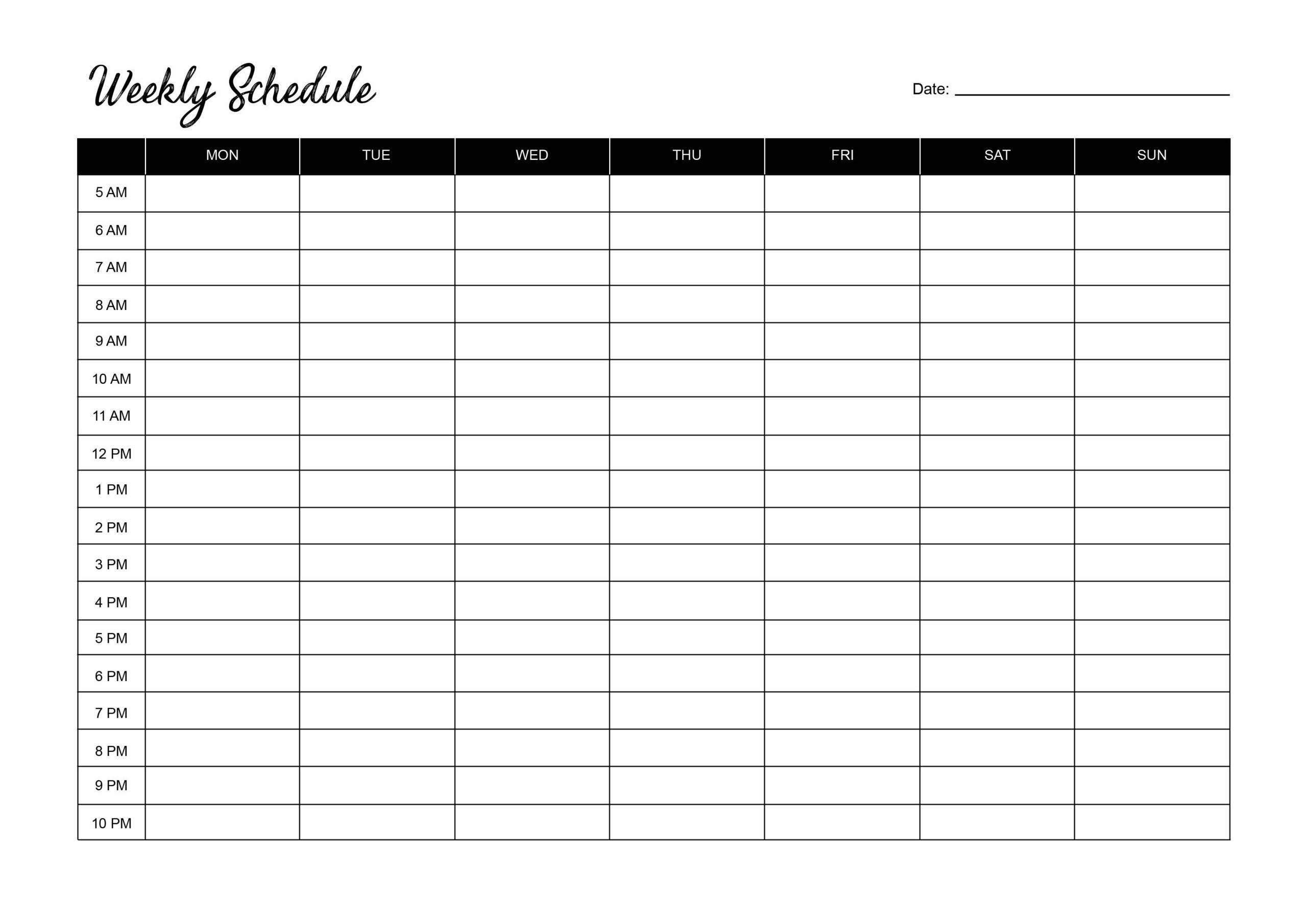 Blank Printable Calendar Times