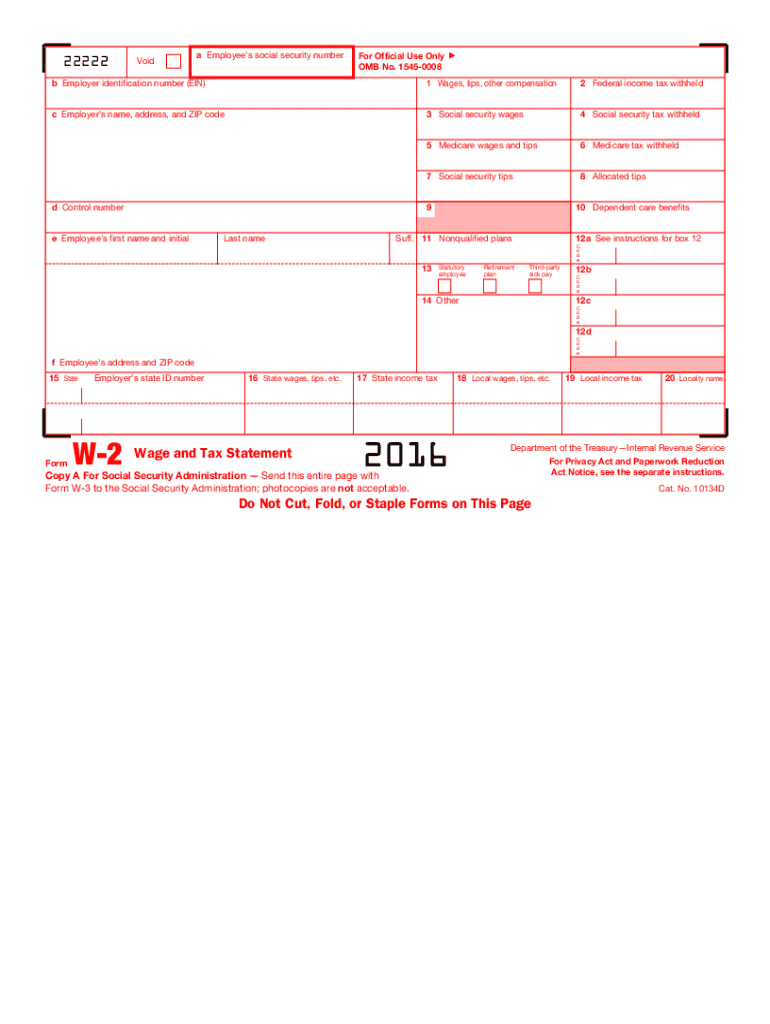 2016 W2 Fillable Form Fill Out amp Sign Online DocHub