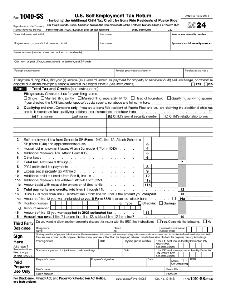 2024 Form IRS 1040 SS Fill Online Printable Fillable Blank 