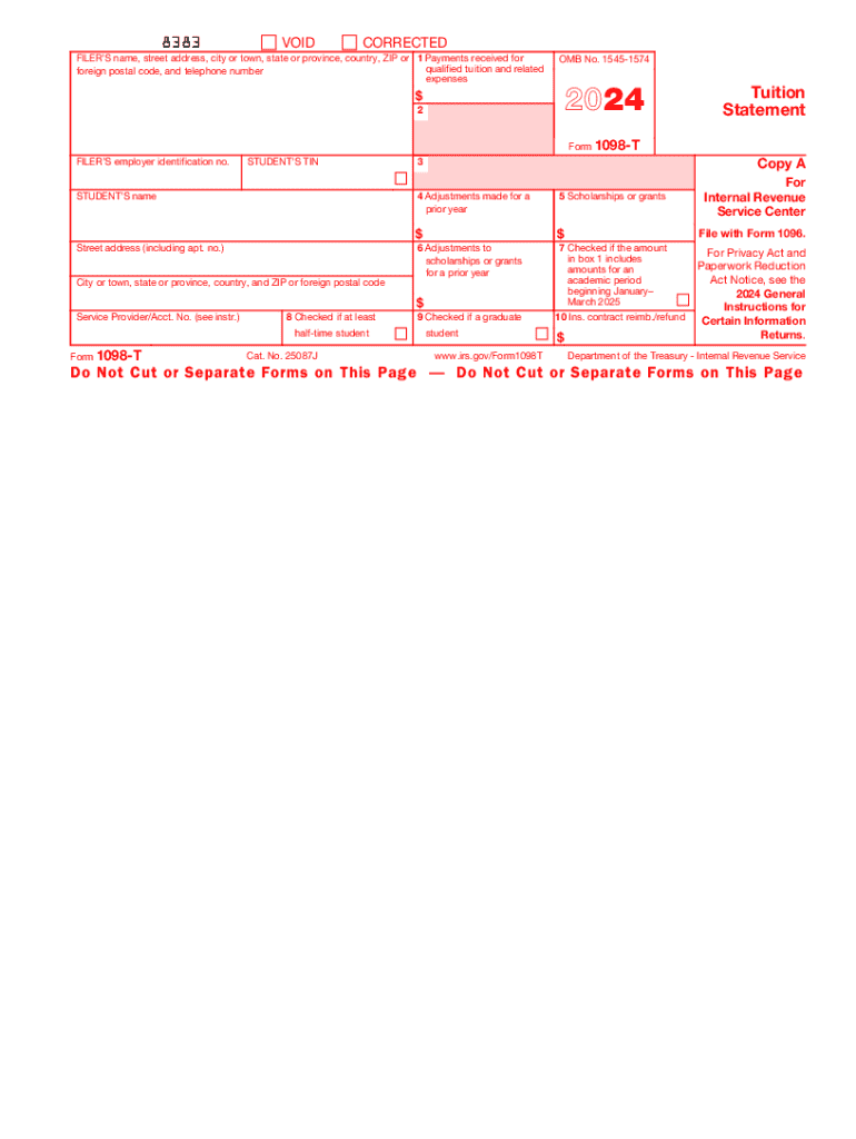 2024 Form IRS 1098 T Fill Online Printable Fillable Blank 