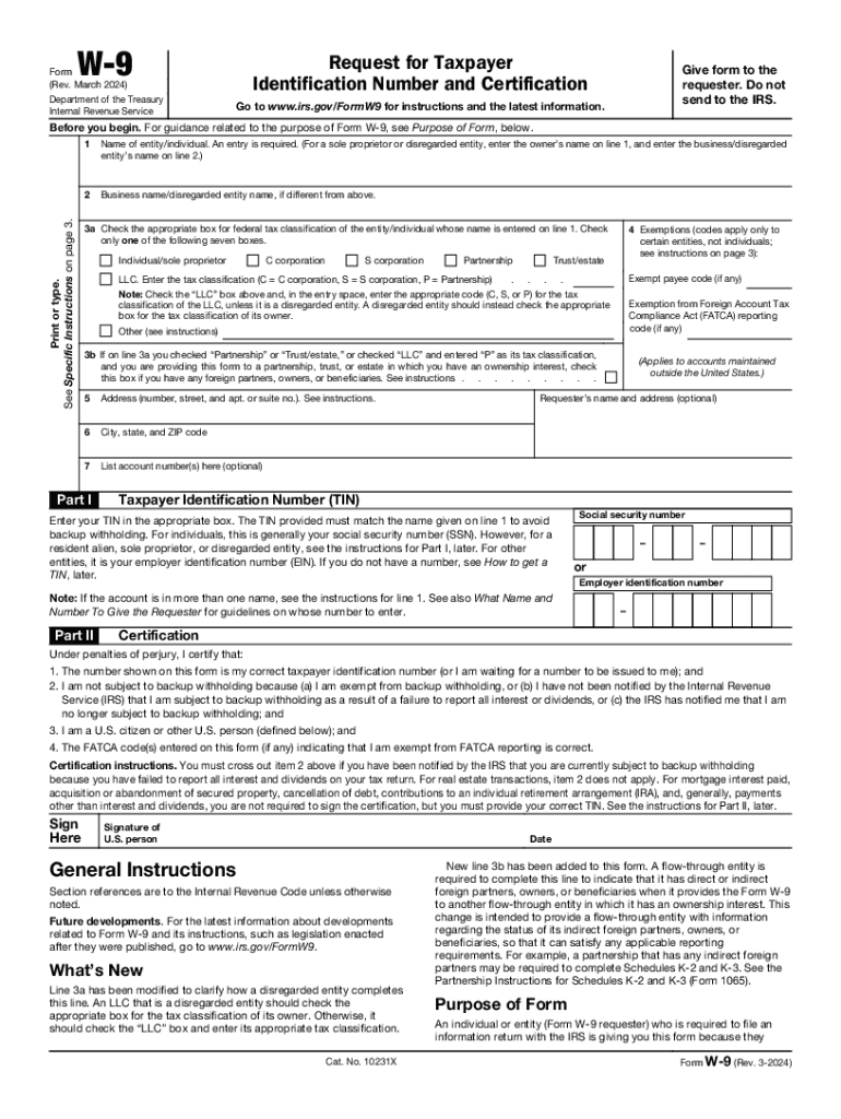 W 9 Form Download 2024
