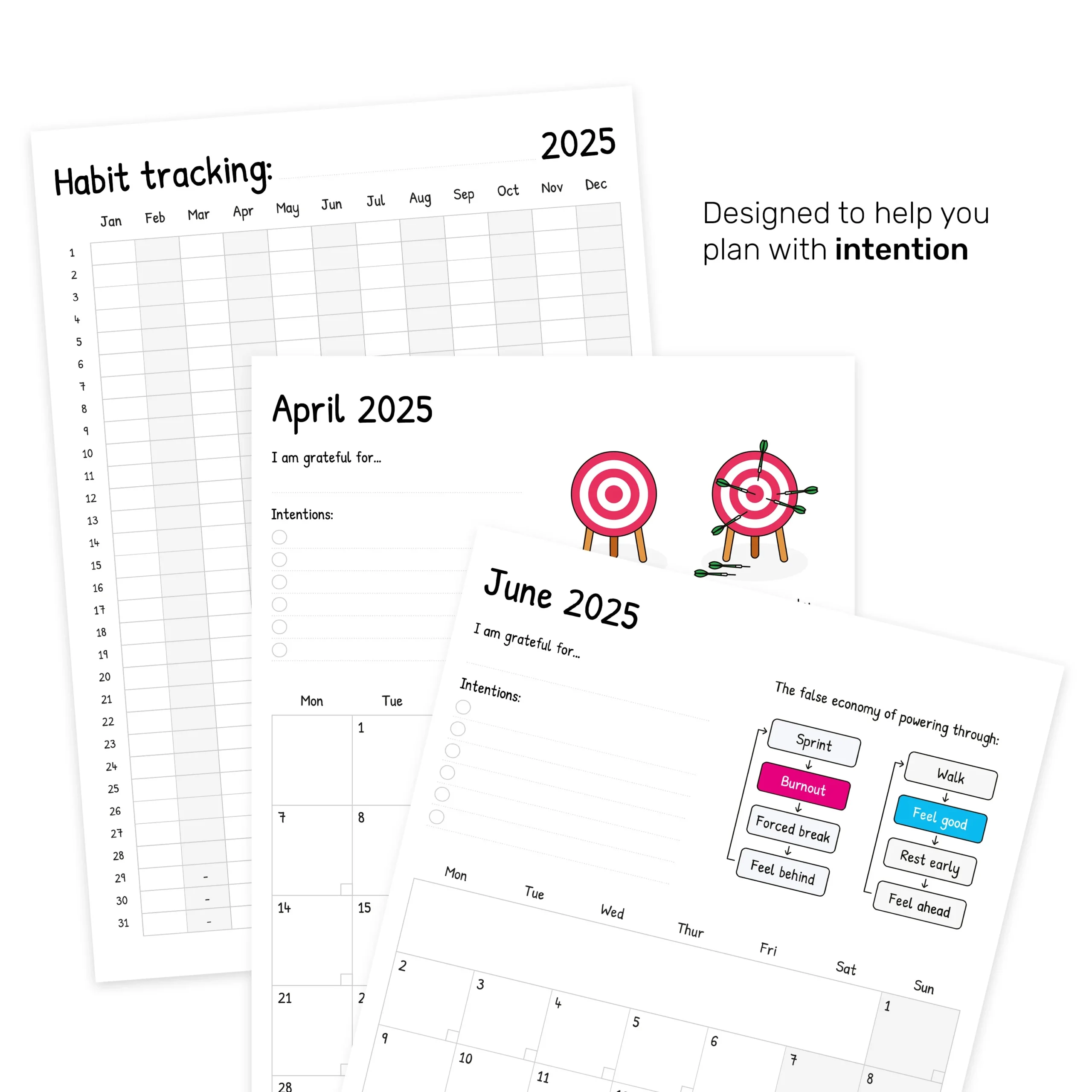 2025 Calendar Printable A4 PDF Instant Download Quoted Visually