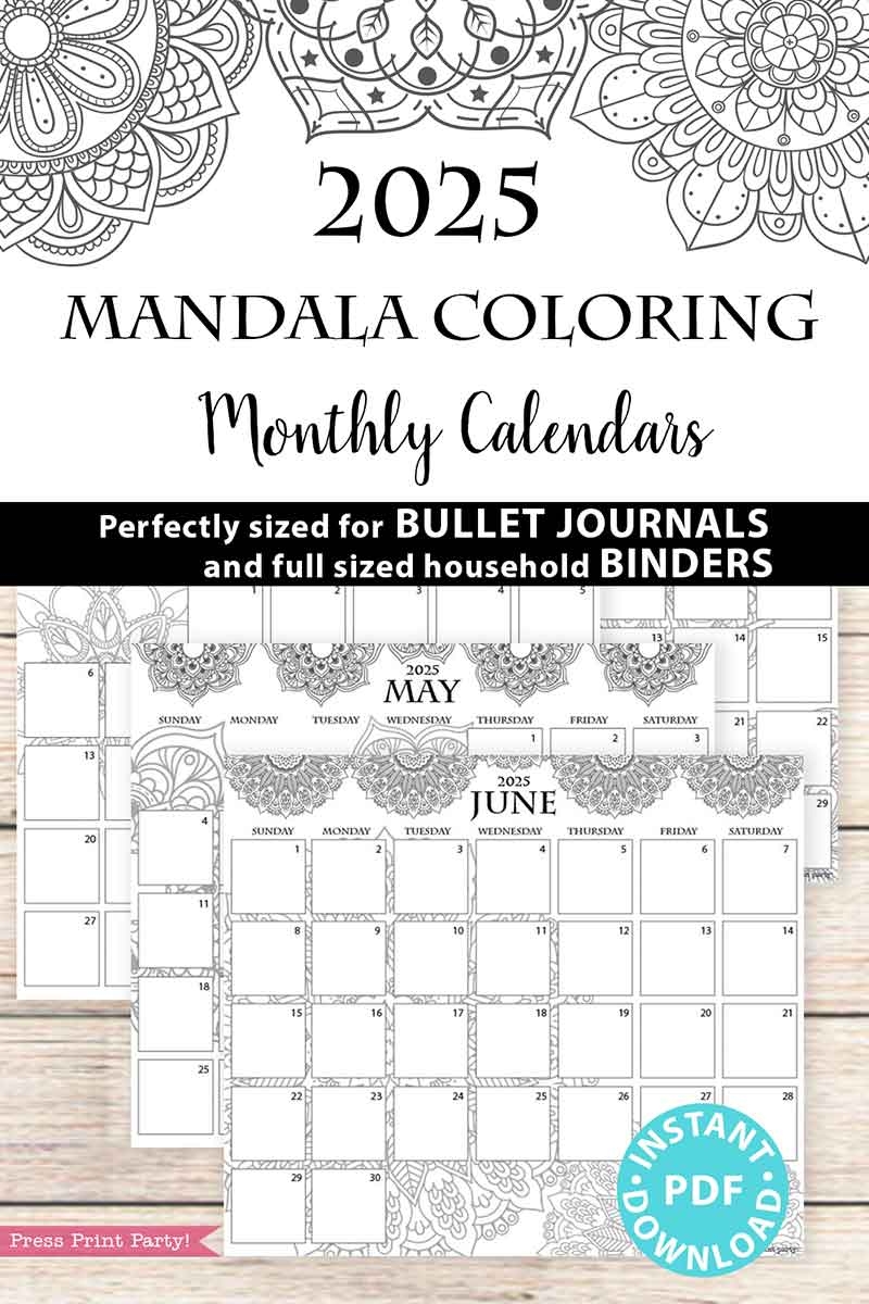 Printable Blank Mandalas Calendar