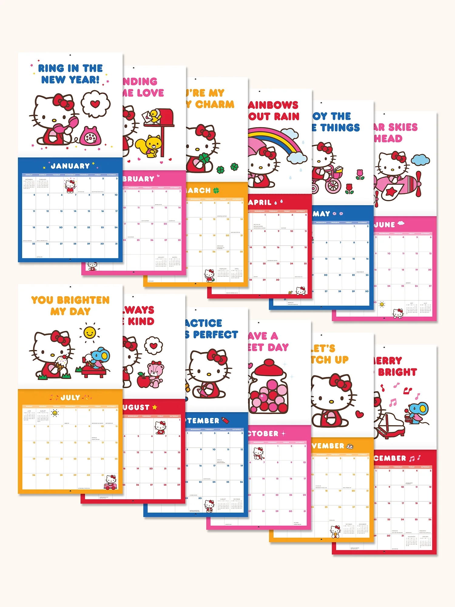 12 Month Free Printable Hello Kitty Calendar 2026