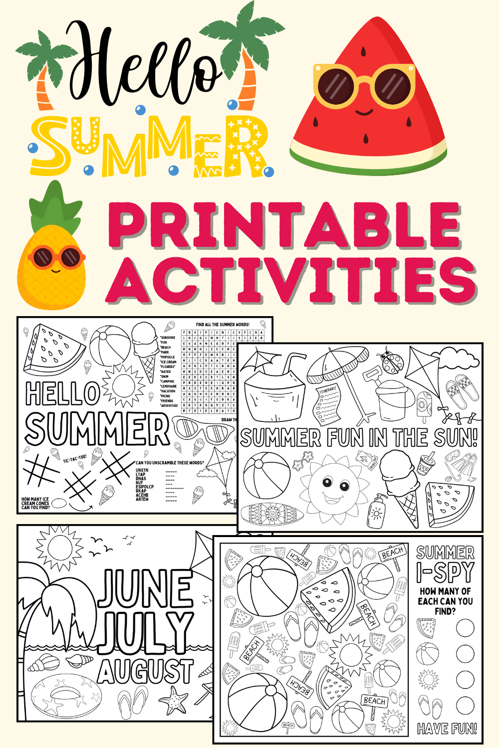 Summer Activities Printables For Kids