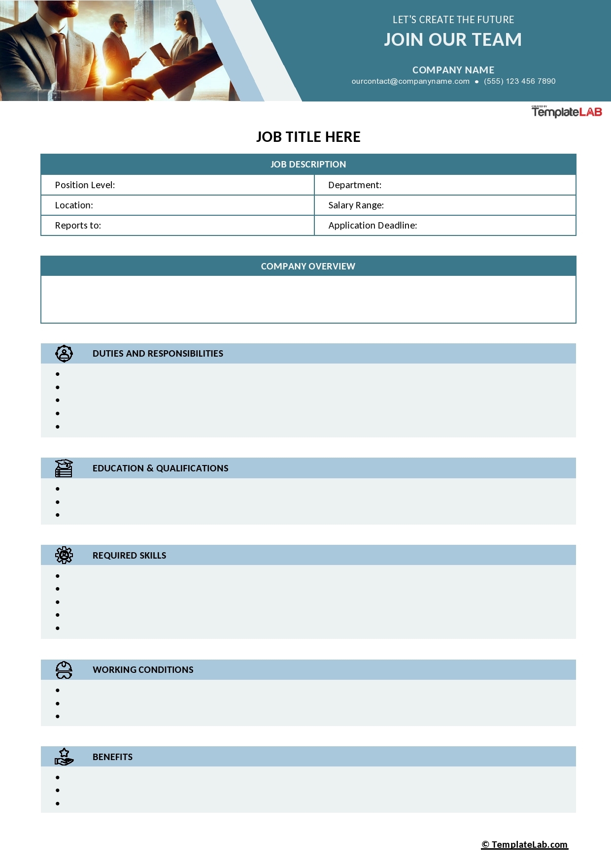48 Free Job Description Templates amp Examples Word PDF 