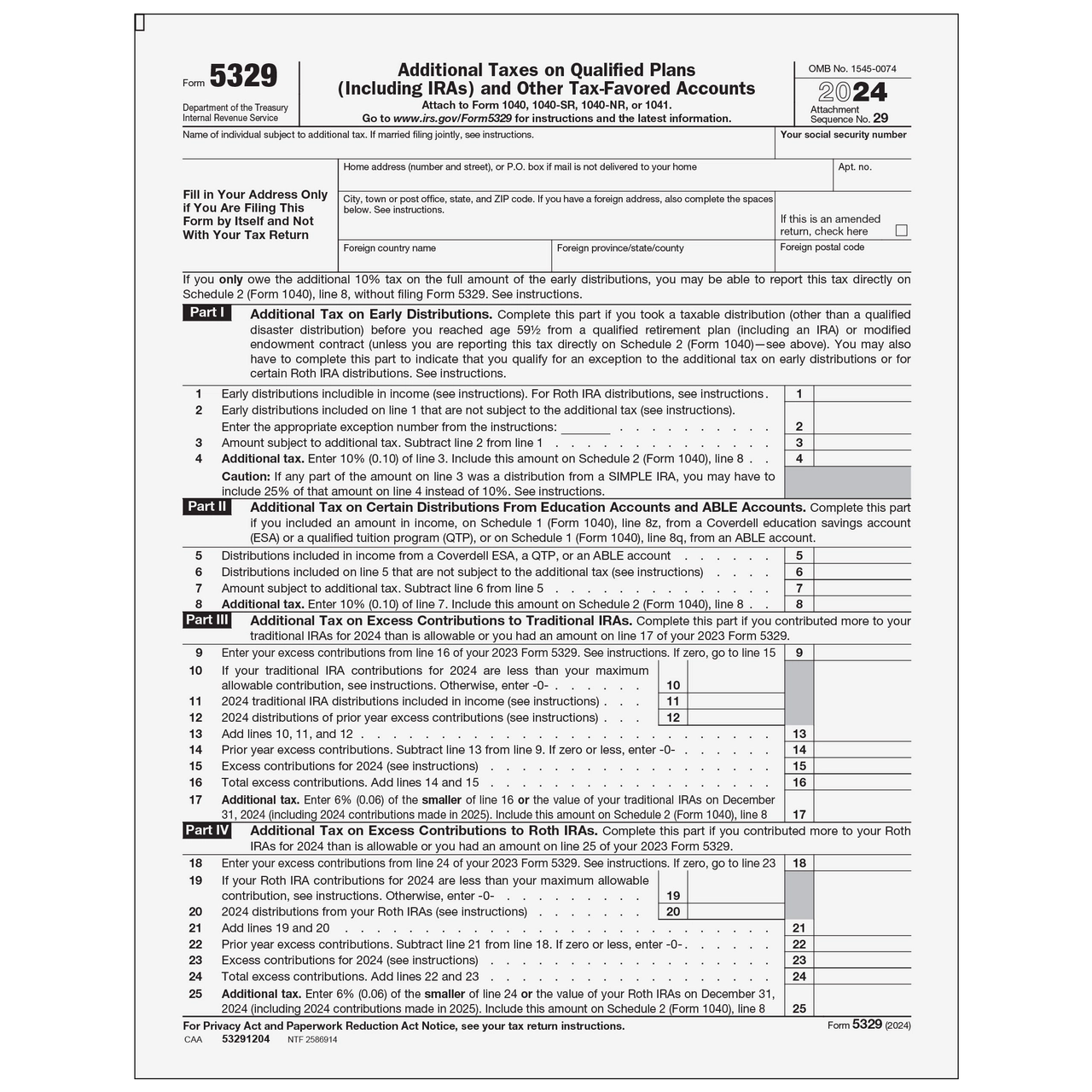 Irs Form 5329 2025