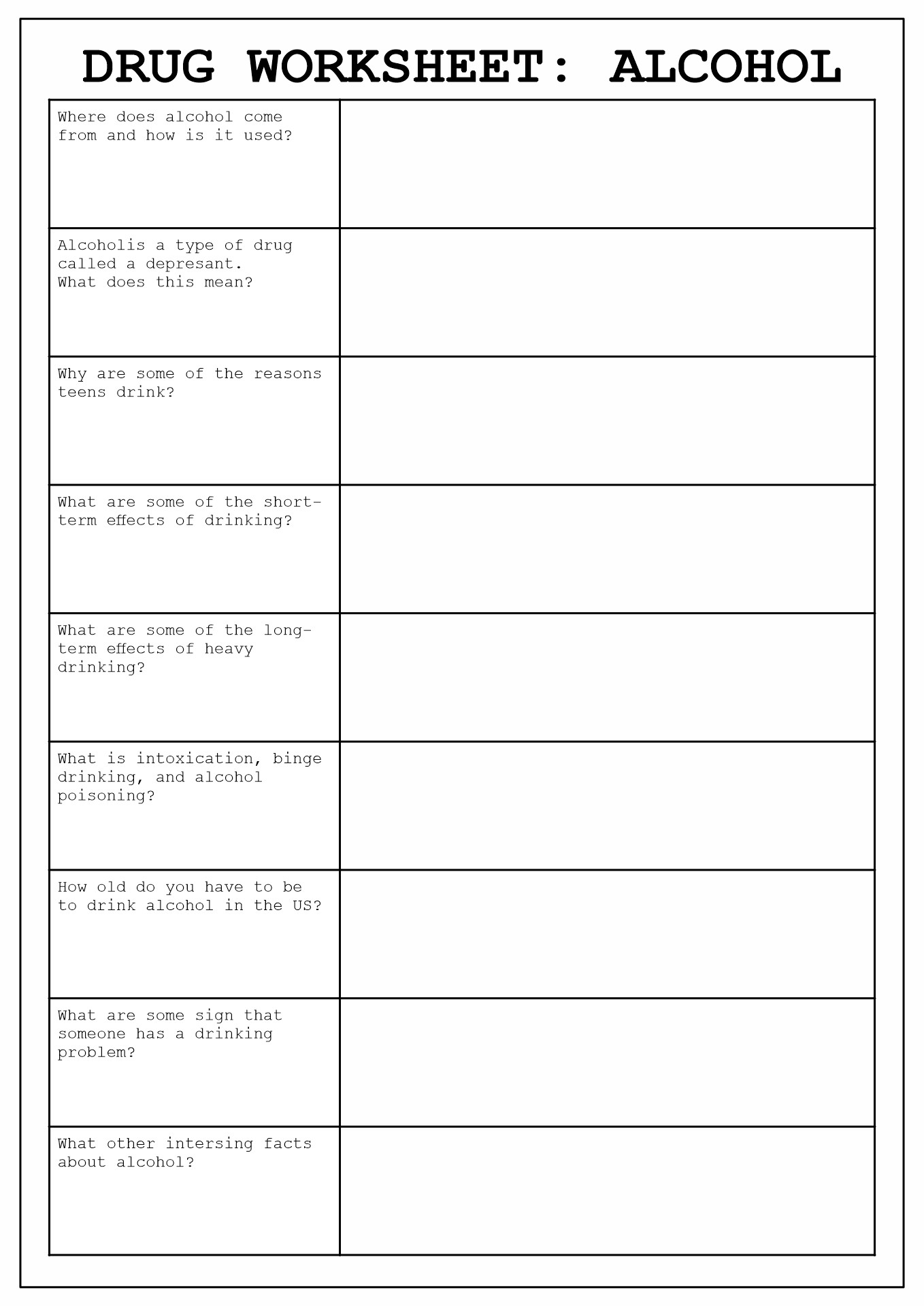 8 Drug Addiction Worksheets Printable Free PDF At Worksheeto 