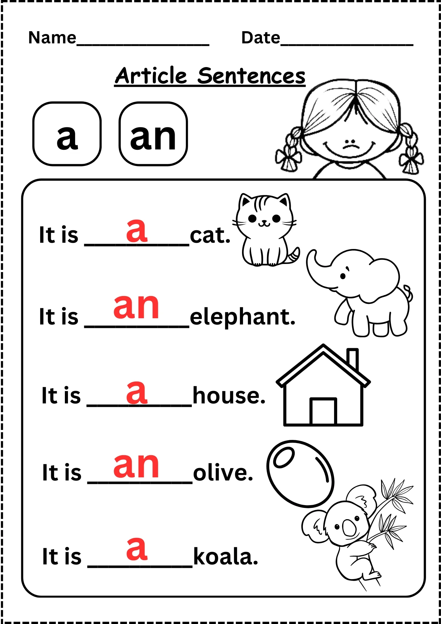 Printable English Worksheets For Kindergarten