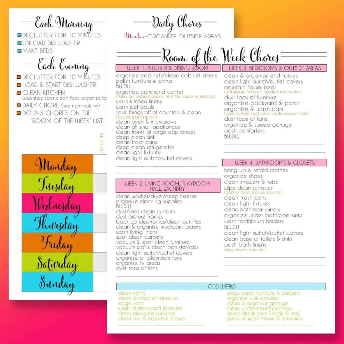 Free Printable Cleaning Schedule Template