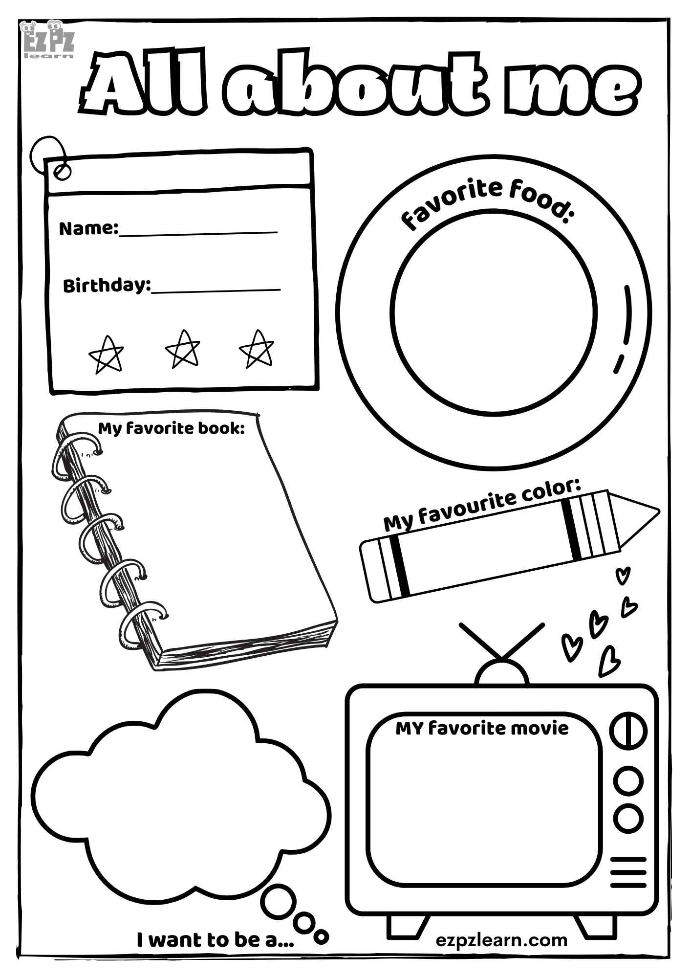 All About Me Preschool Printable Worksheets