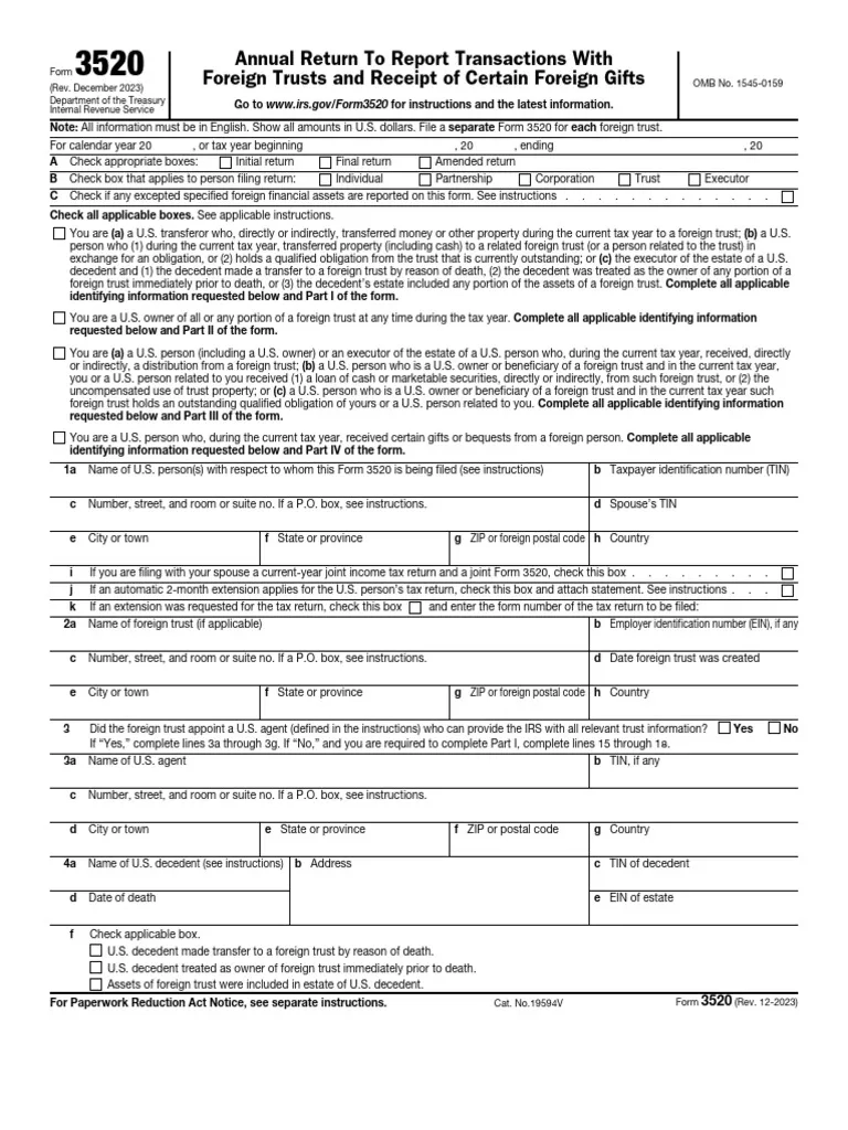 Annual Return To Report Transactions With Foreign Trusts And 