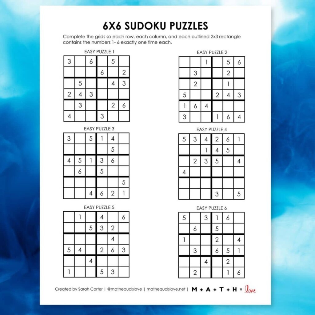 Printable Sudoku Puzzles Free Easy