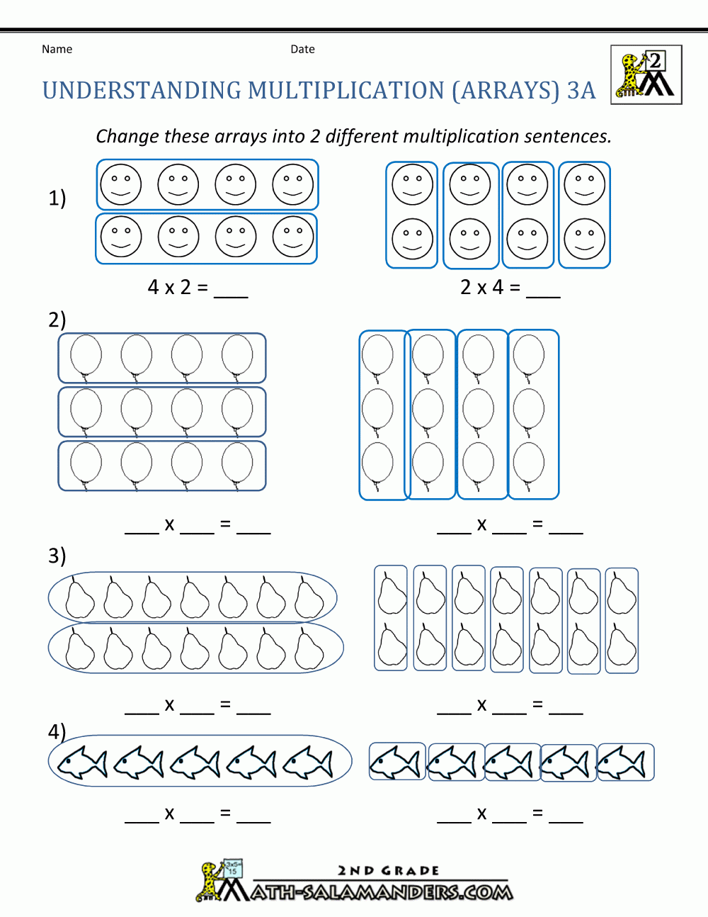 Free Printable Array Worksheets For 2nd Grade