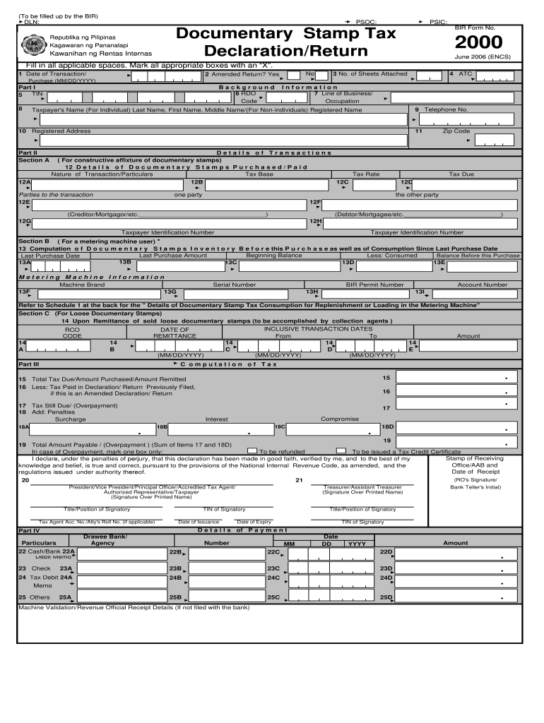 Bir Form 2000 Guidelines