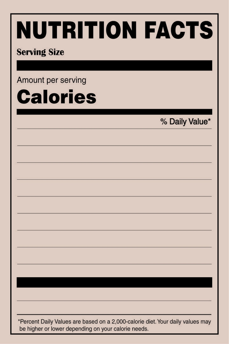 Blank Nutrition Facts Template Free Printable PDF