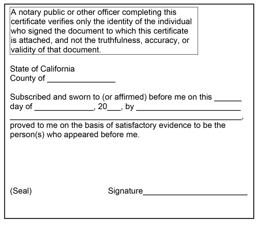 Secretary Of State Jurat Form California
