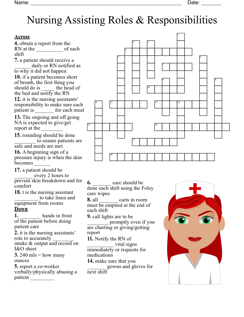 Cna Crossword Puzzles Printable