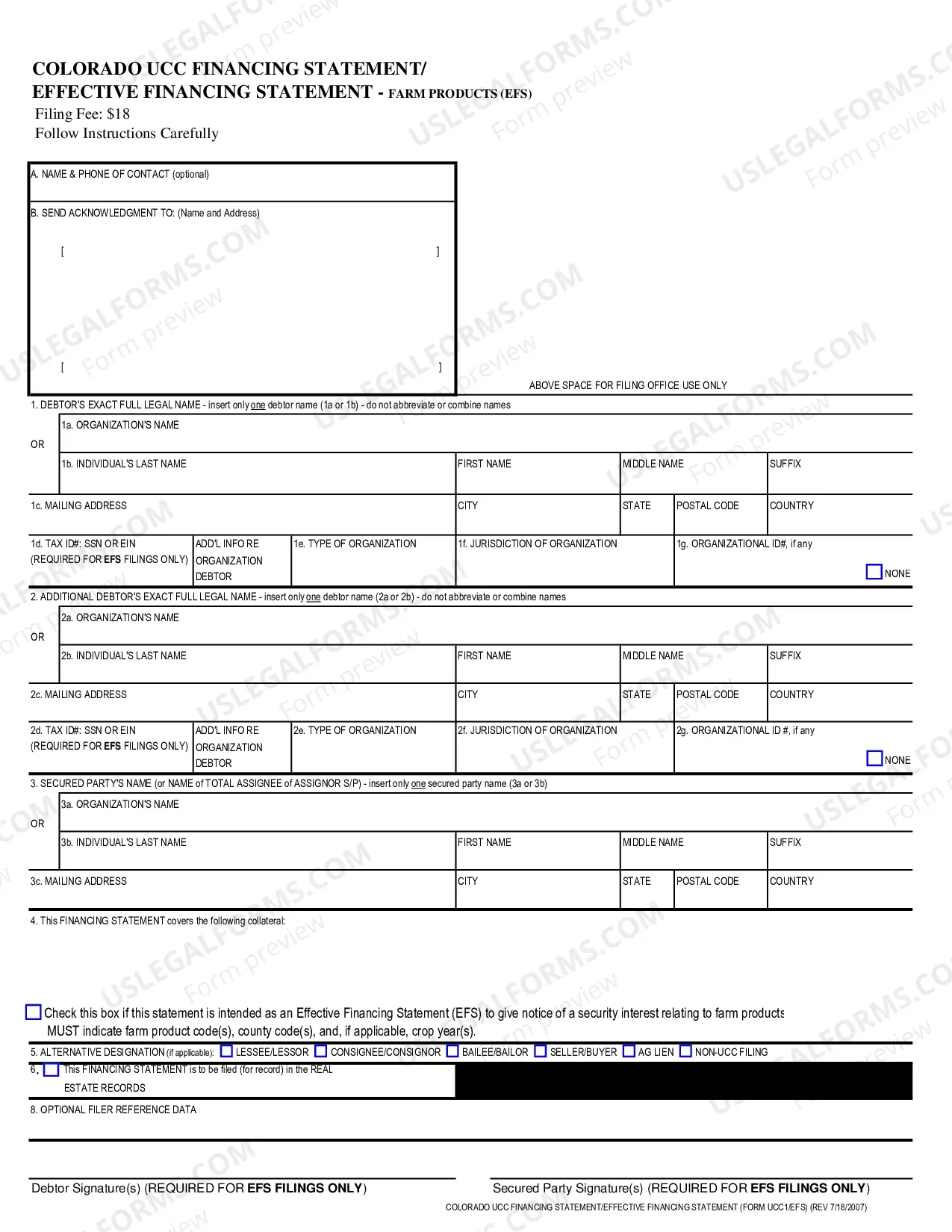 Colorado UCC1 Financing Statement US Legal Forms