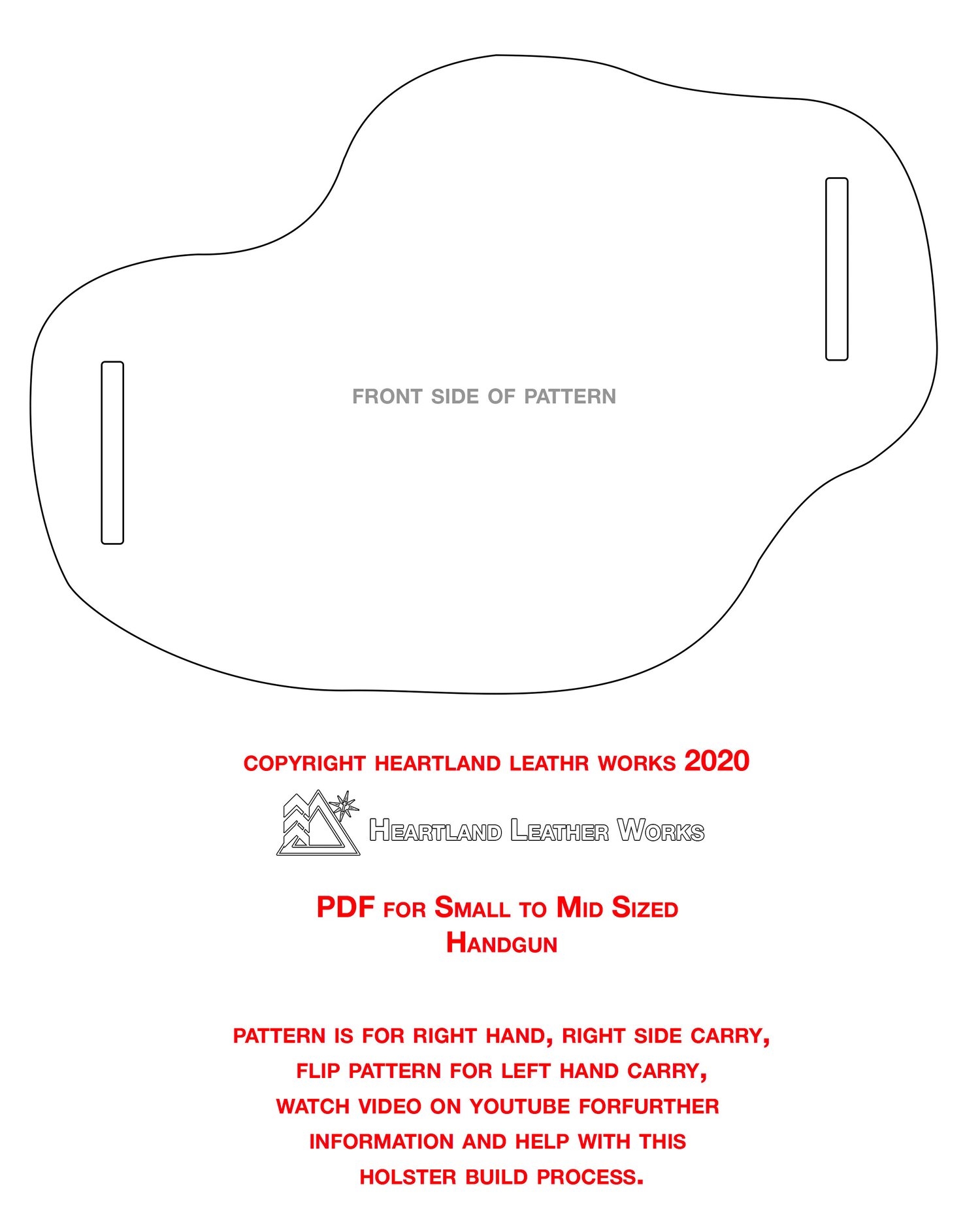 Compact Holster Pattern PDF Digital Download Heartland Leather Works