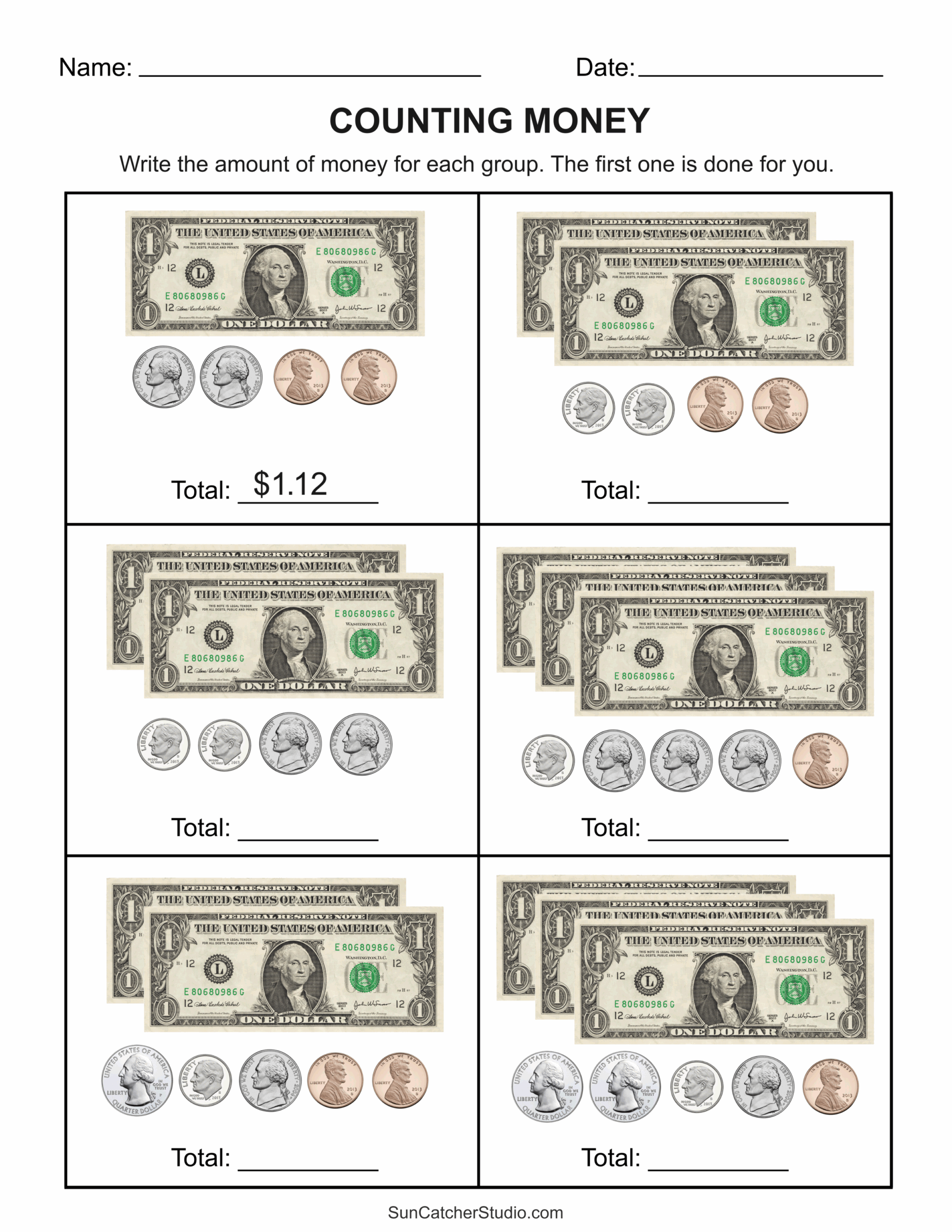 Free Printable Counting Money Worksheets