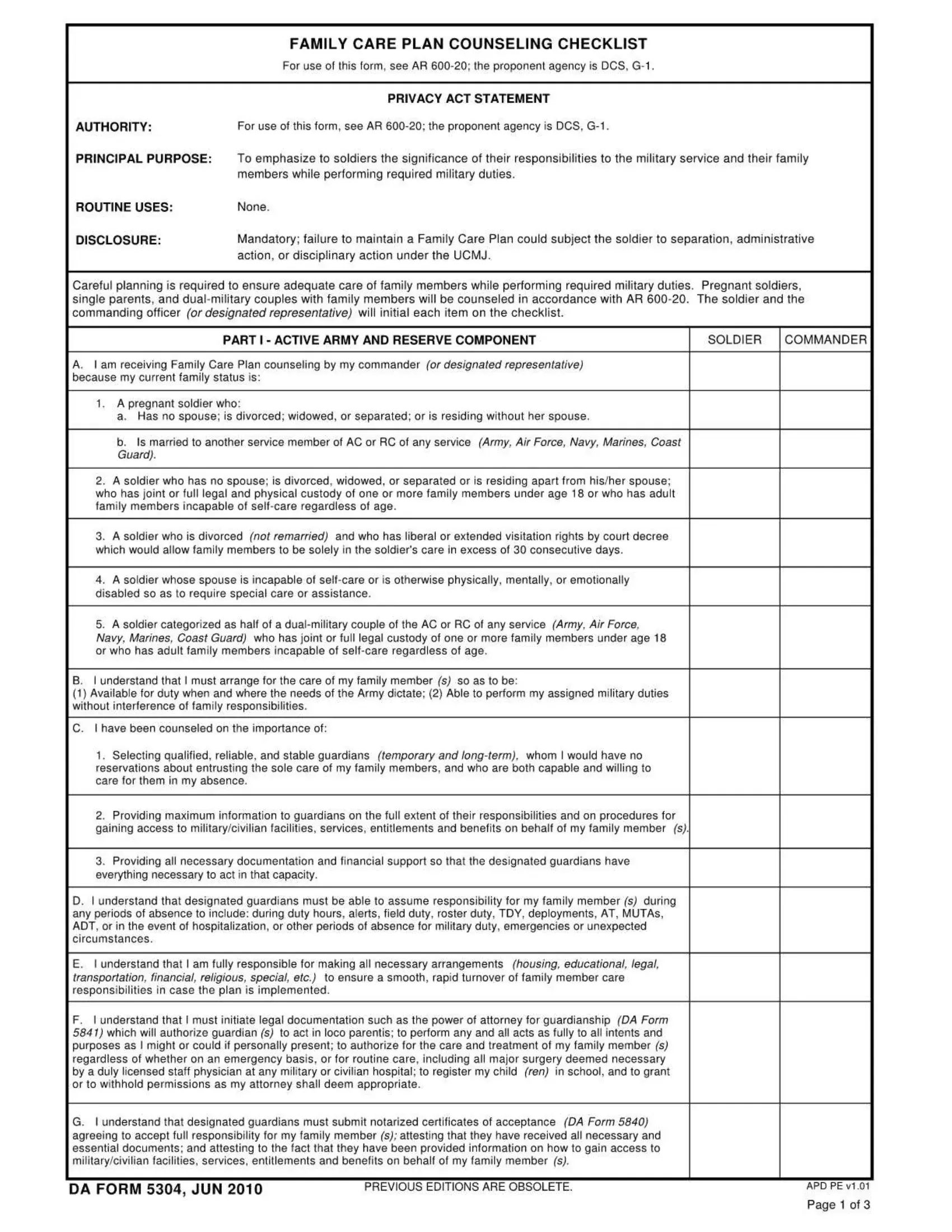 Da 5304 Form Fill Out Printable PDF Forms Online