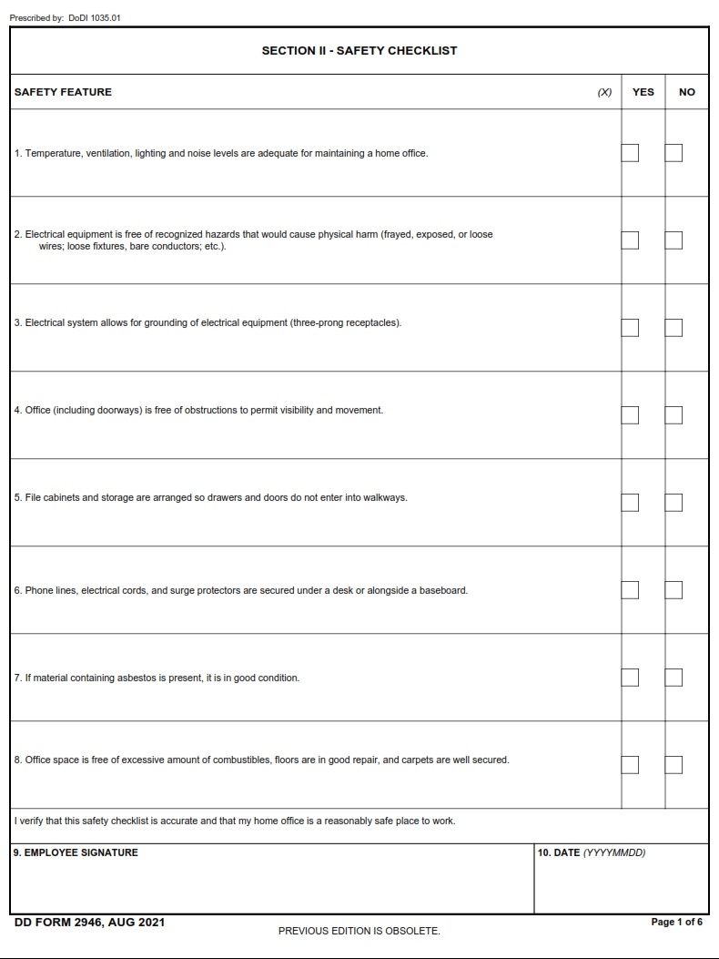 Dd Form 2946 Aug 2021 Printable