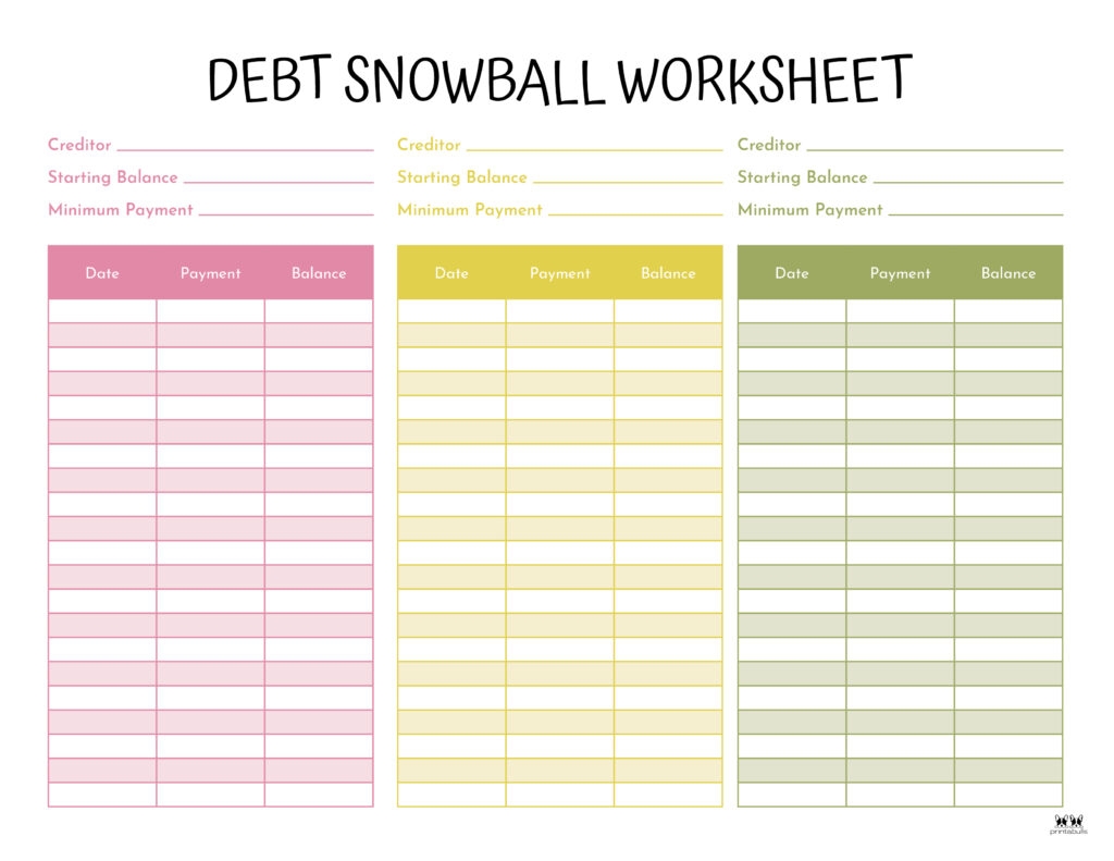 Debt Snowball Worksheet Free Printable