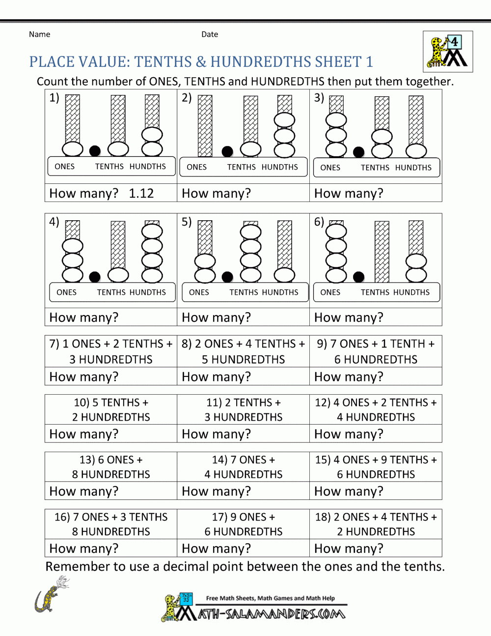 Free Printable Place Value Worksheets Grade 4