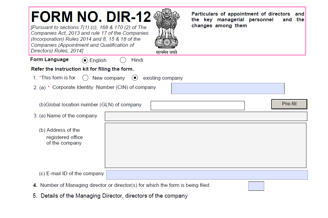 DIR 12 Form Appointment Or Resignation Of Directors Learn By Quicko