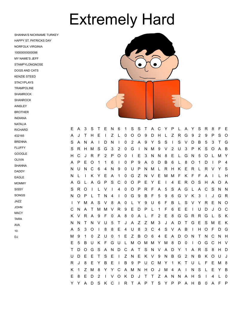 Word Find Puzzles Printable Hard