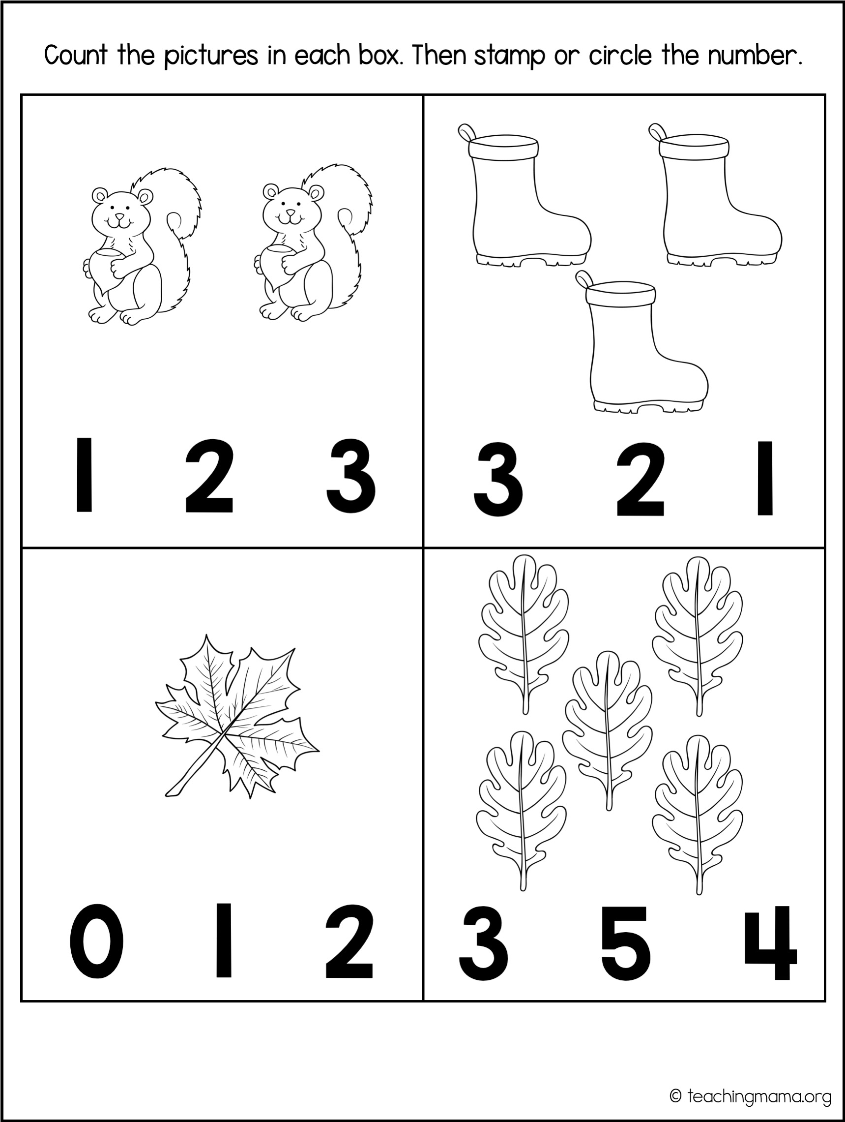 Fall Math Packet For Preschoolers