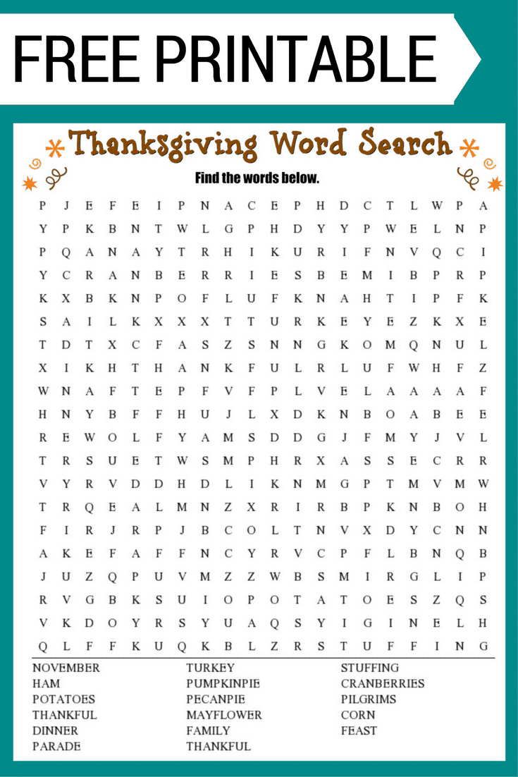 Fall Word Search Free Printable Worksheet