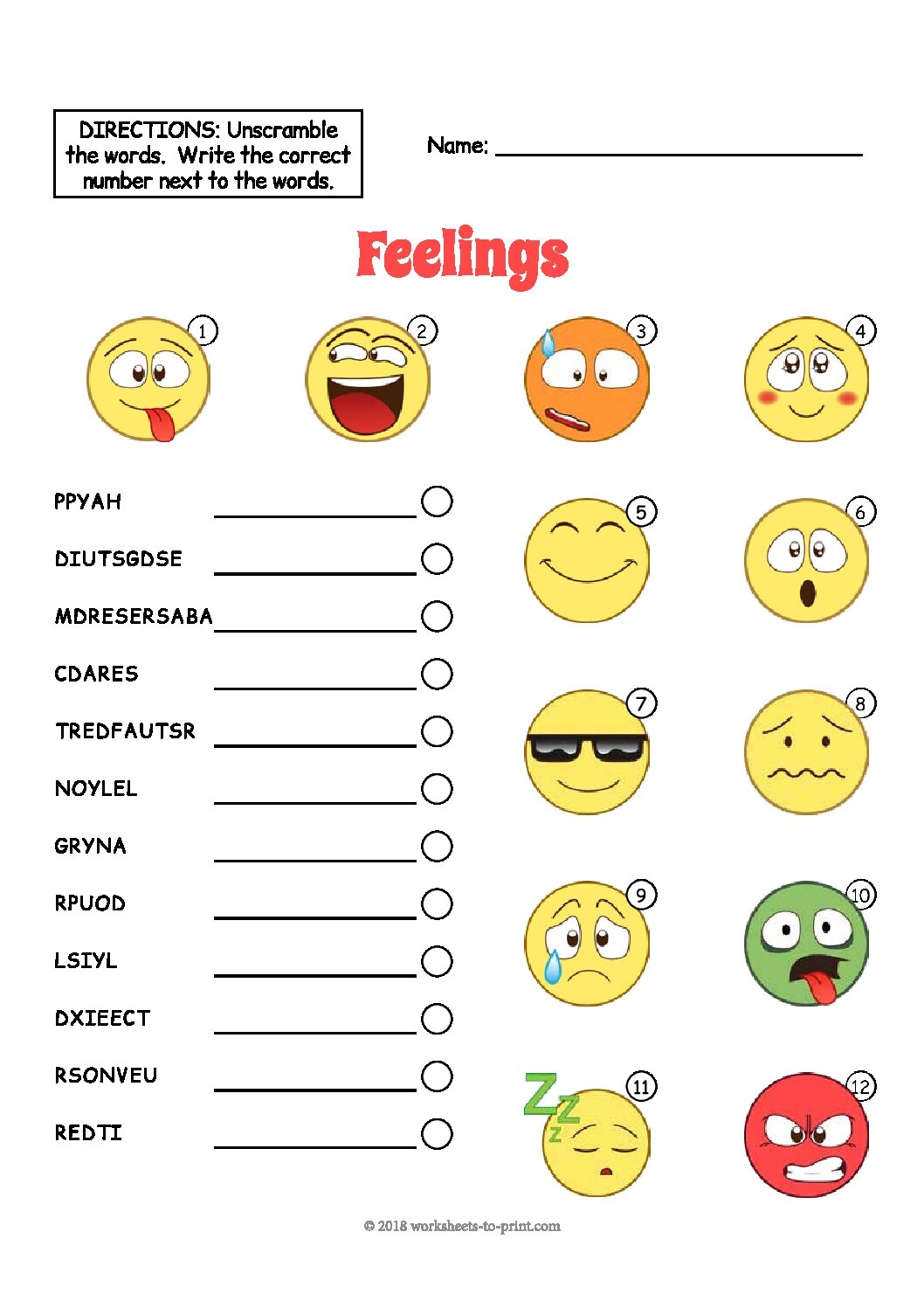 Printable Feelings Worksheets For Adults