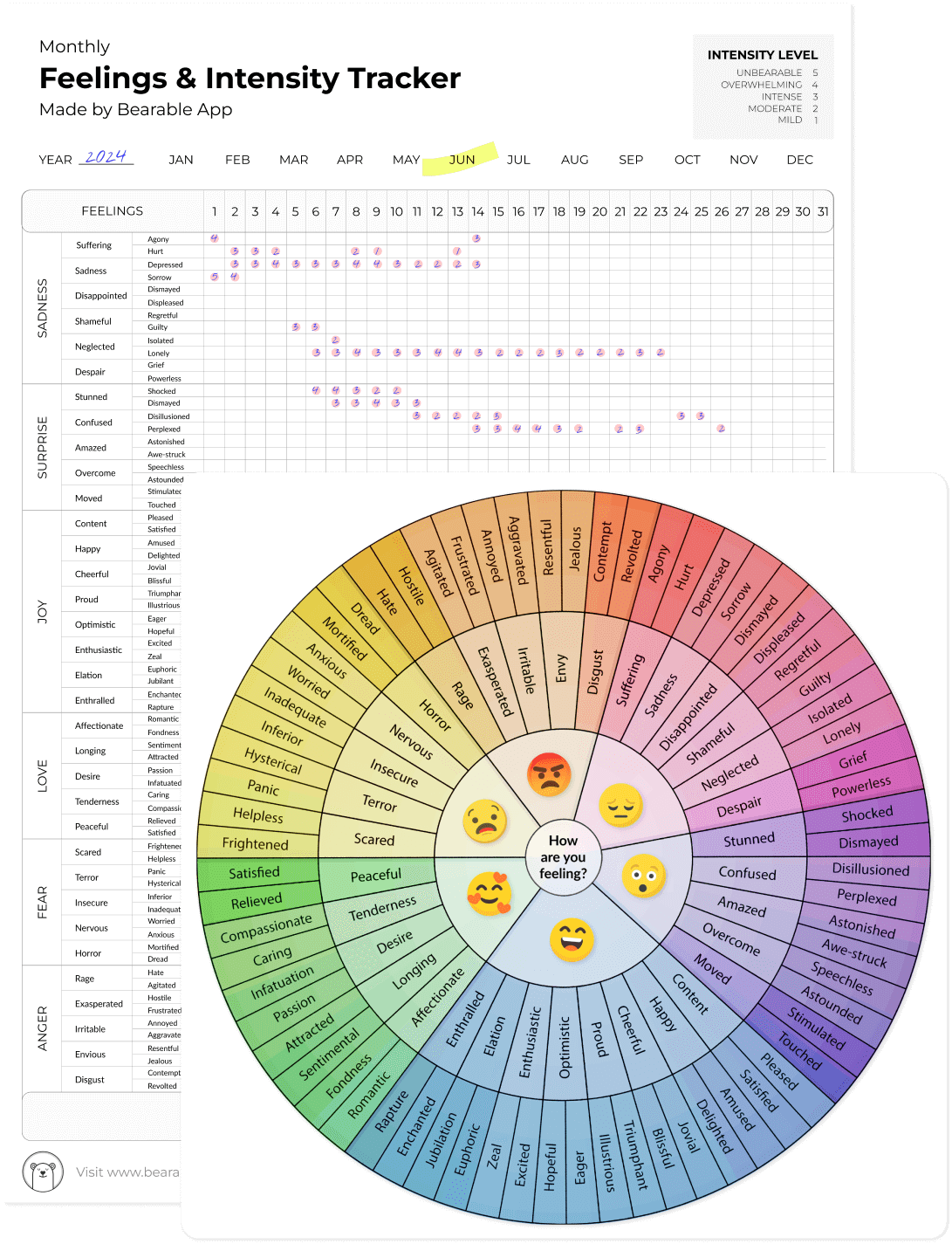 Feelings Wheel PDF Free amp Printable Bearable App