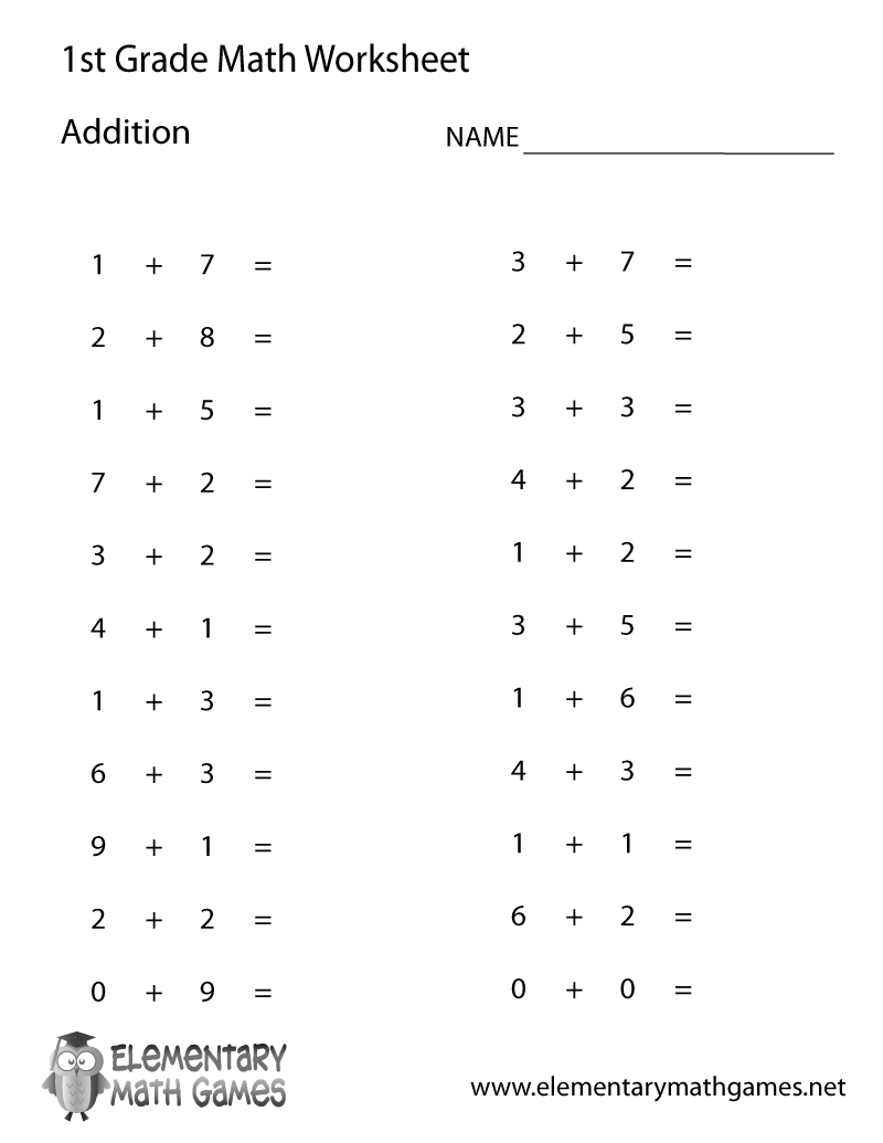 Printable First Grade Math Worksheets Free