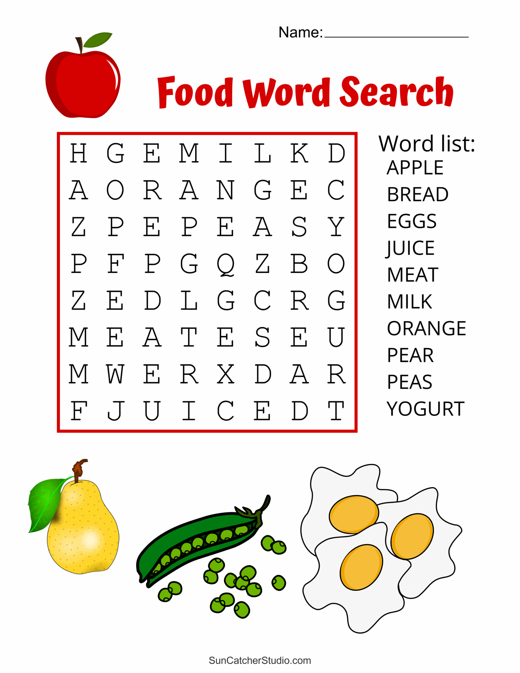 Food Word Searches Printable