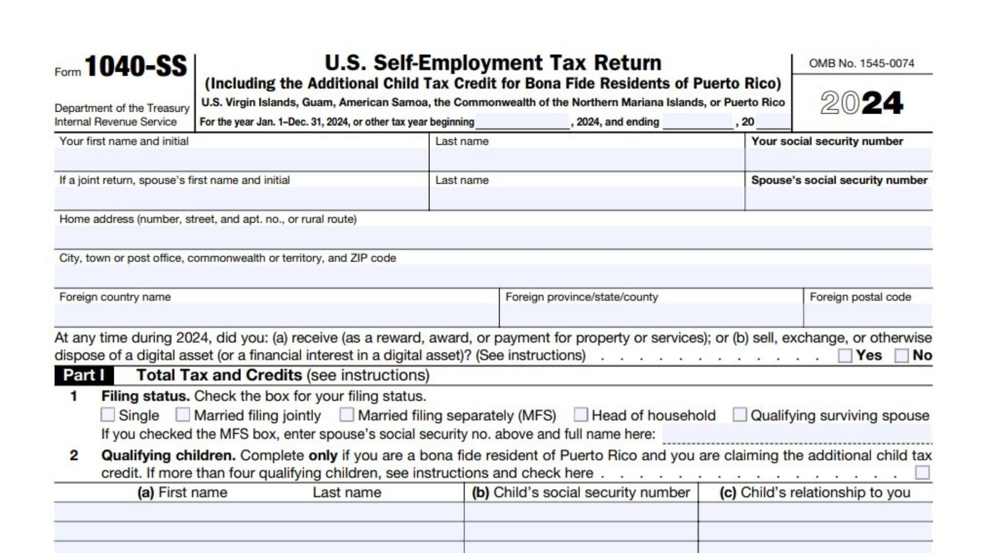 Irs Form 1040 Ss 2024