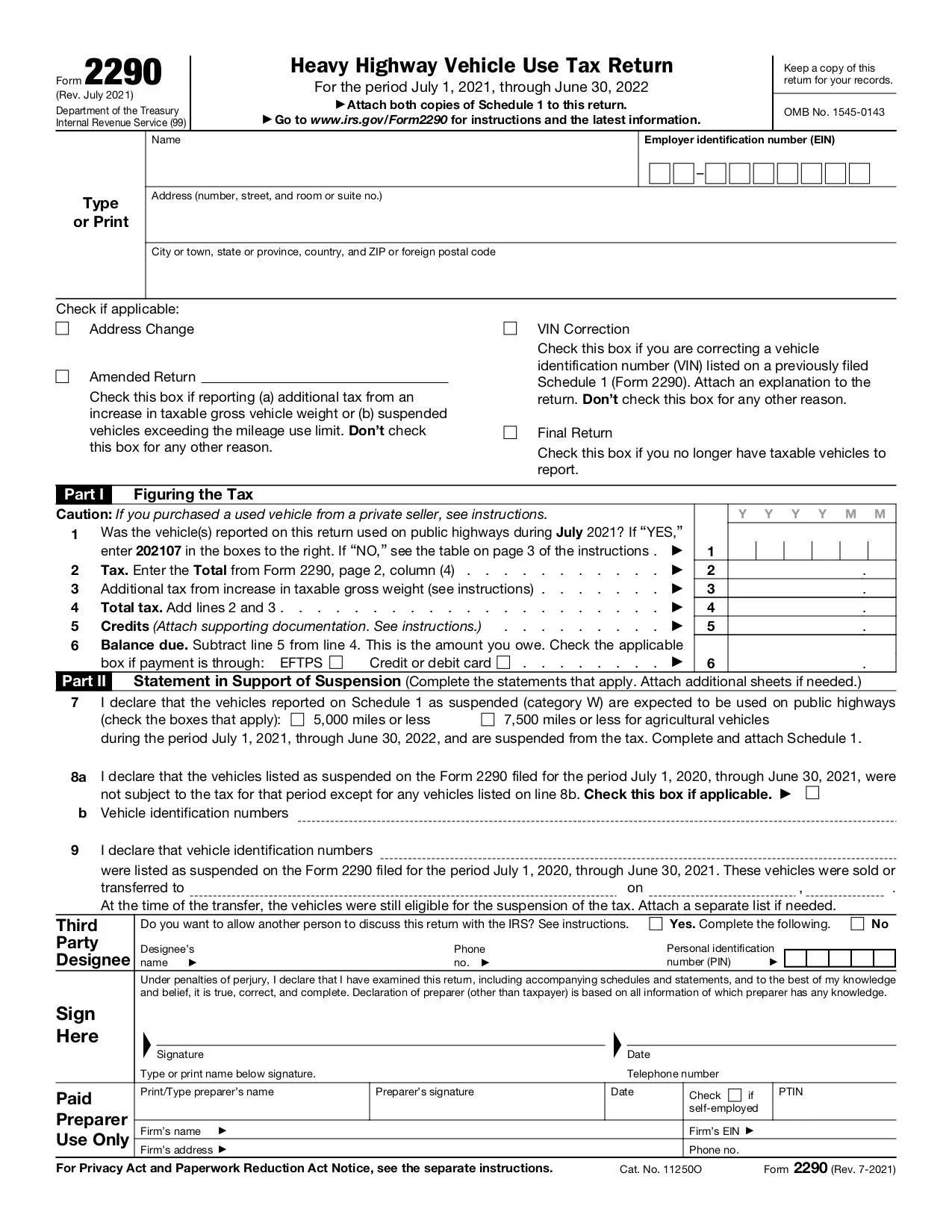 Irs Form 2290 Instructions 2025
