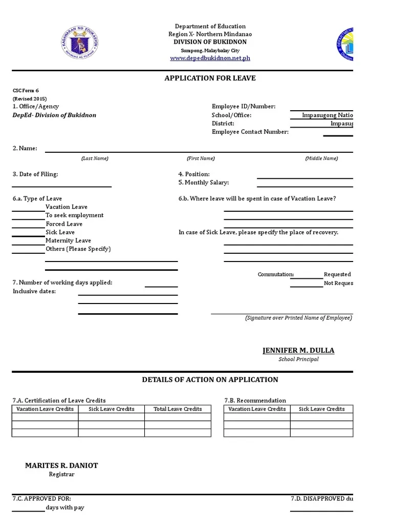 Form 6 Deped 2022 Editable