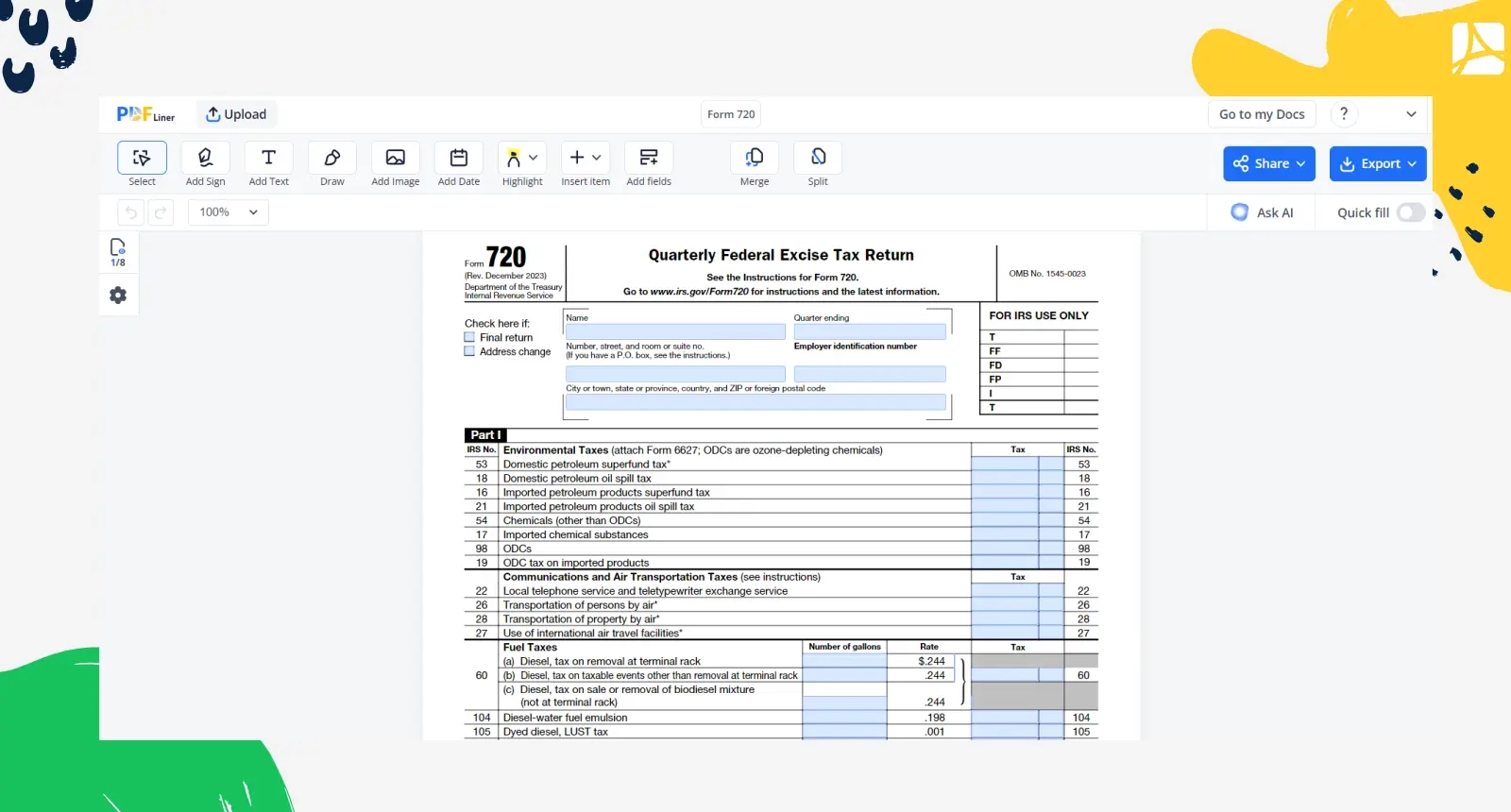 Form 720 Fillable Form