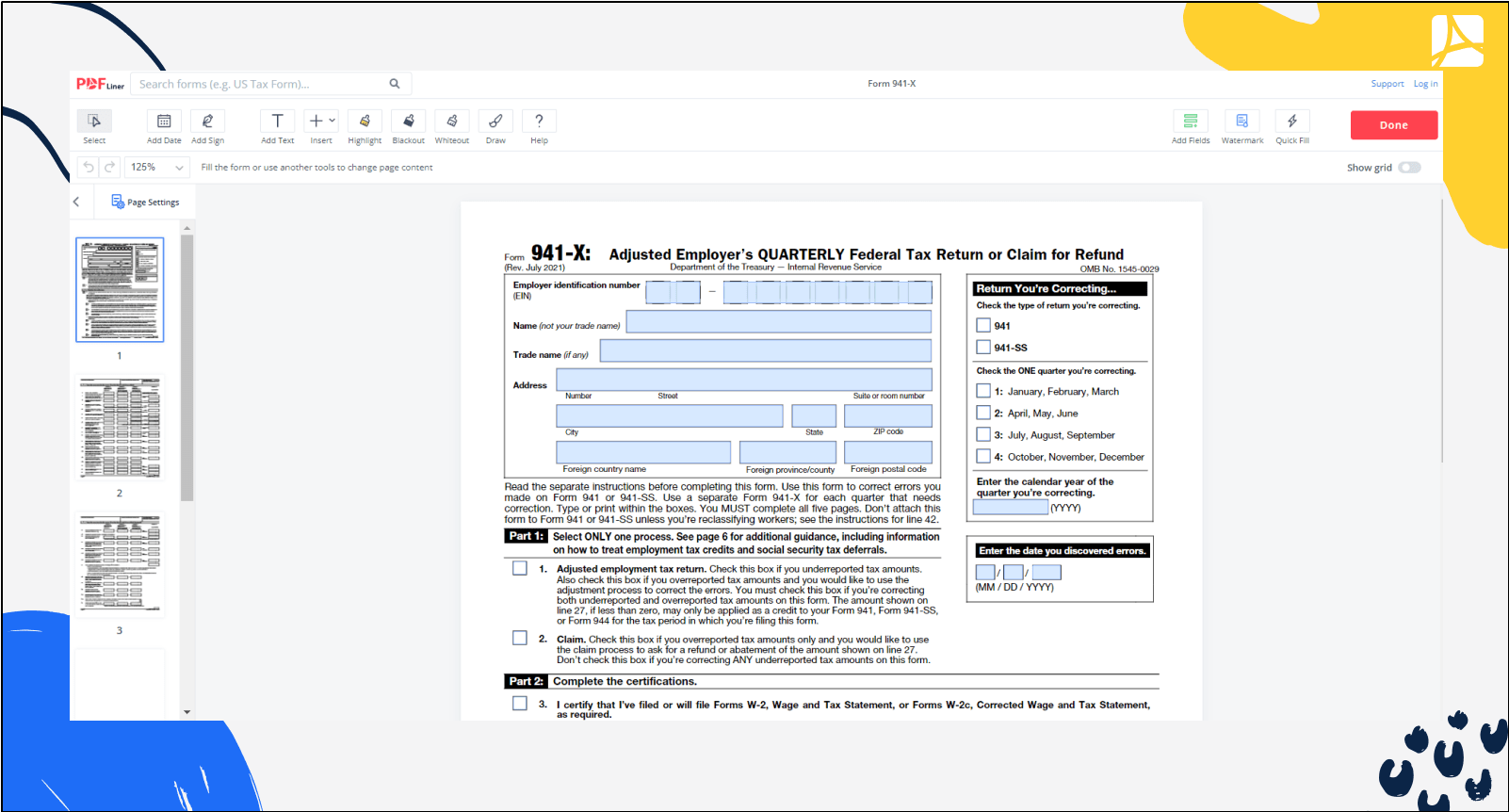 Irs Form 941 X Printable